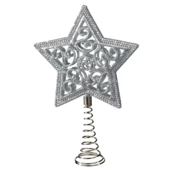 Baumspitze Stern Mit Glimmer, Silber