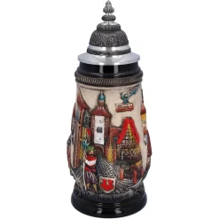 Bierkrug Mit Zinndeckel "Rothenburg", Natur, 0,25 L