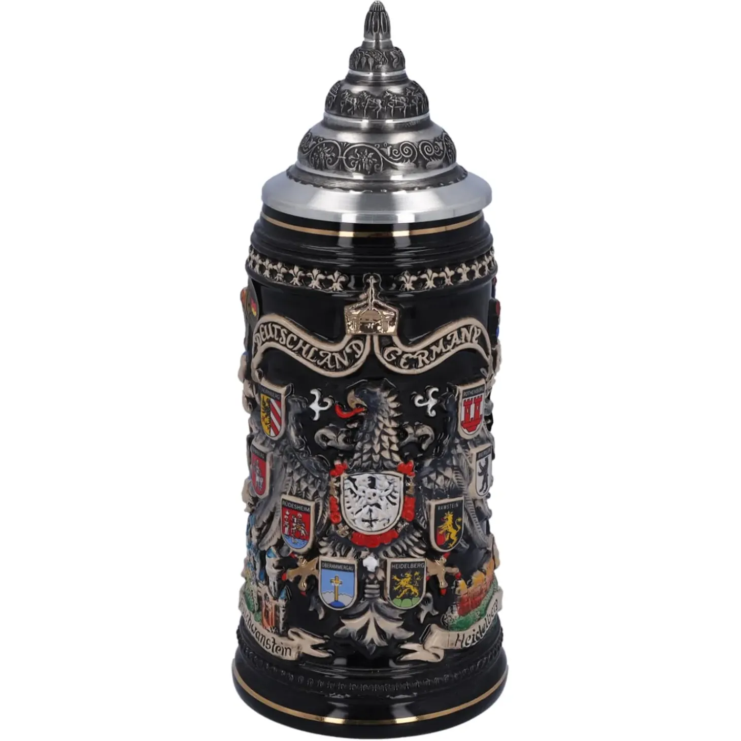 Bierkrug Mit Zinndeckel "Stadtwappen", Gold, 0,4L