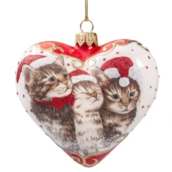 Glasherz Weis Katzenweihnacht