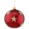 Glaskugel Bordeaux Mit Goldsternen, 10 Cm