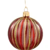 Glaskugel Klar Mit Bunten Streifen, 7 Cm
