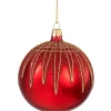 Glaskugel Rot Mit Glitterdach, 10 Cm