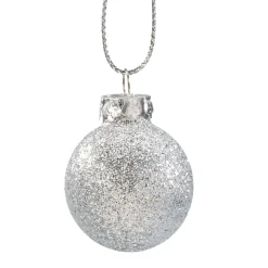 Glaskugel Silber Mit Glitzer, 3Cm