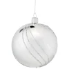 Glaskugel Silber Mit Glitzerdekor, 10 Cm