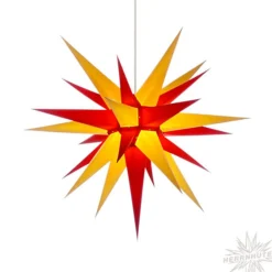 Herrnhuter Papierstern, Rot/Gelb, 70Cm