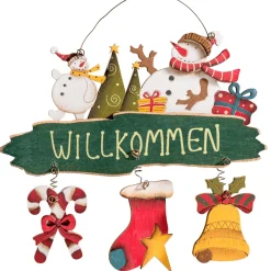 Schild Schneemann "Willkommen"