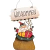 Schild Weihnachtsmann "Willkommen"