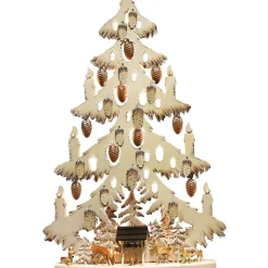 Schwibbögen "Tanne Rehe An Der Futterkrippe", 230V Mit Usb A-Anschluss