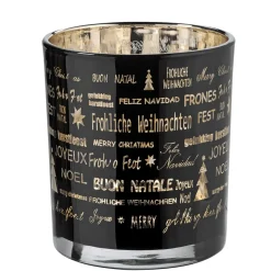 Teelichtglas "Frohliche Weihnachten", 10Cm