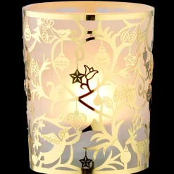 Teelichtglas "Waldweihnacht" Gold
