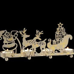 Teelichthalter "Rentierschlitten", Gold